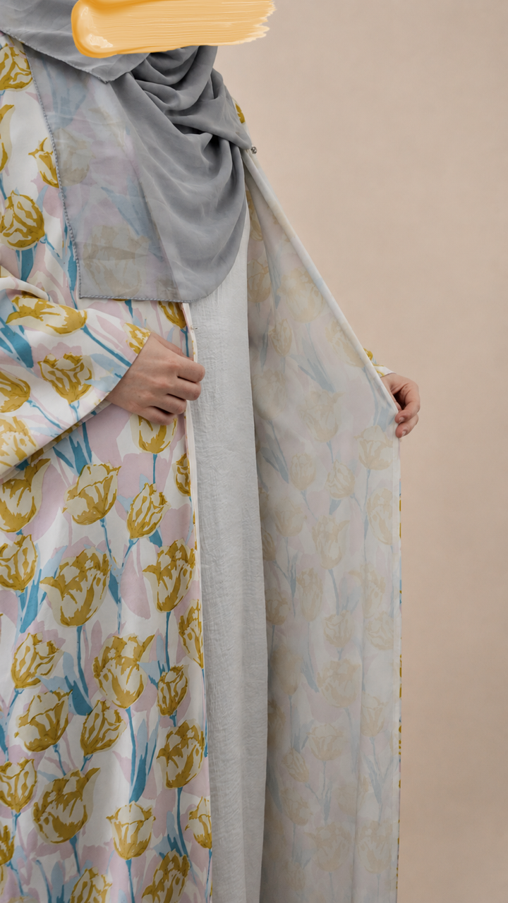 Yellow tulip abaya