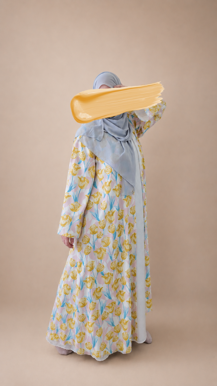 Yellow tulip abaya