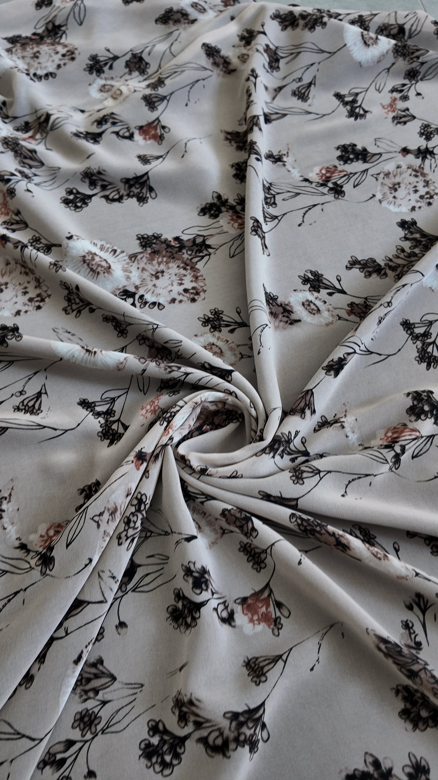 Beige floral abaya
