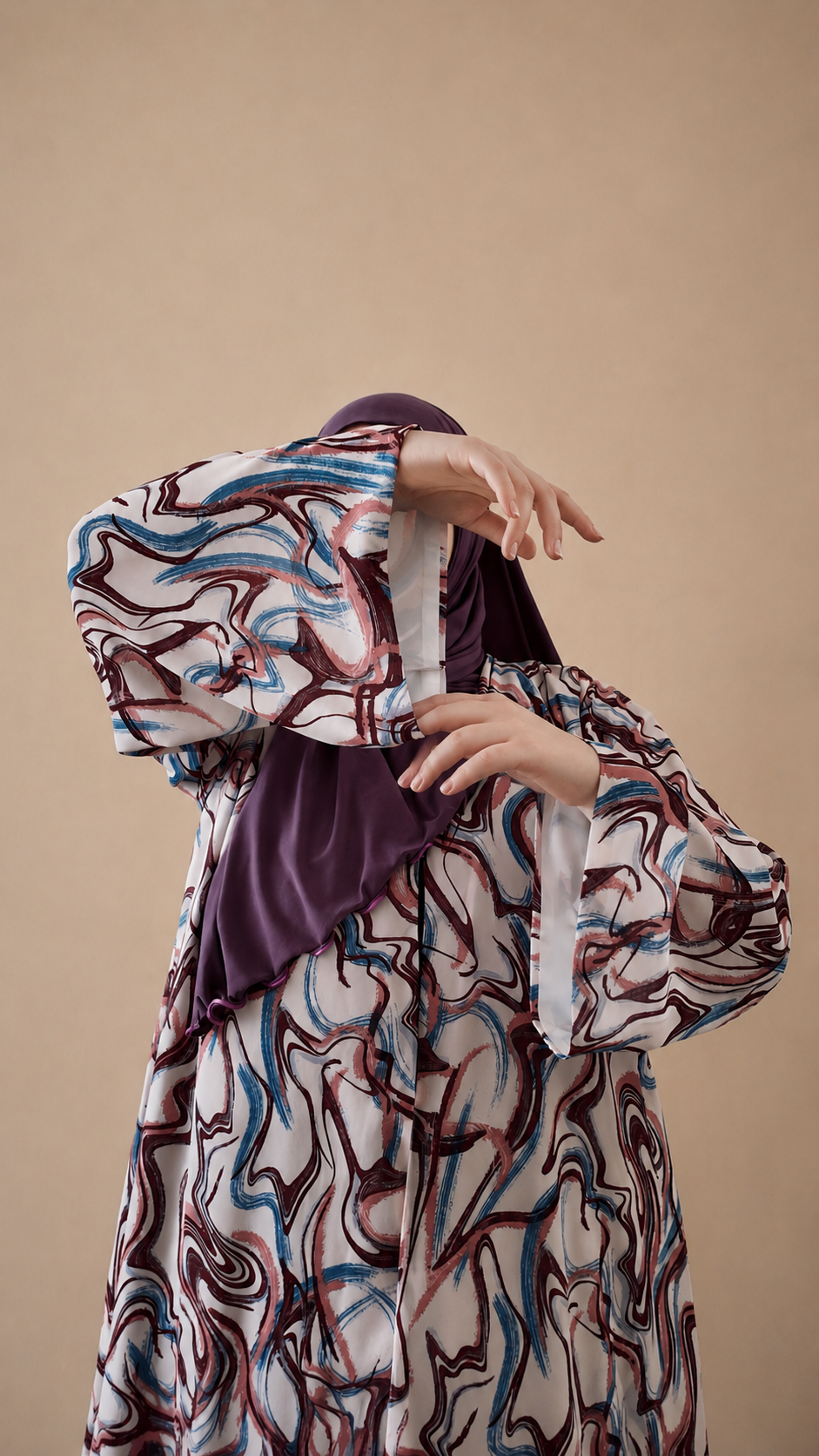 Bordeaux marble abaya