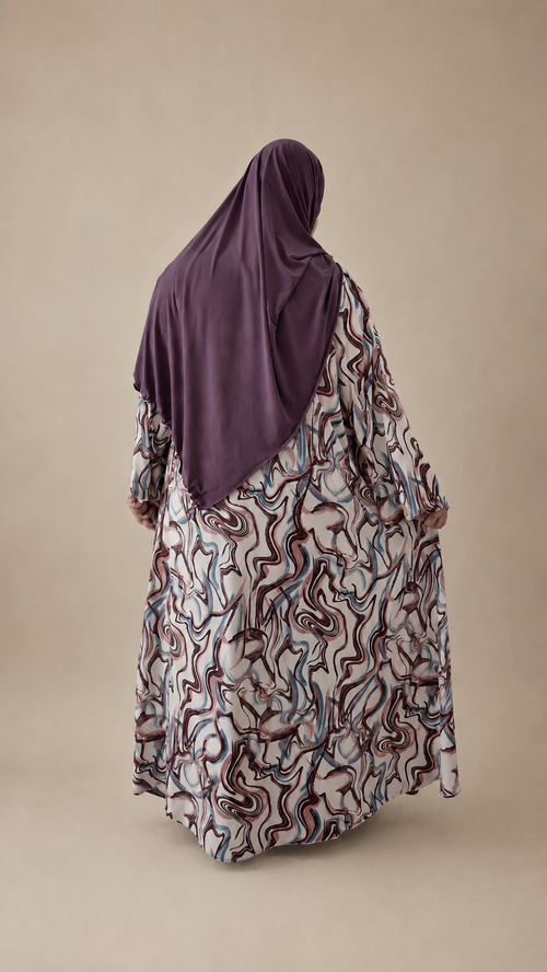 Bordeaux marble abaya