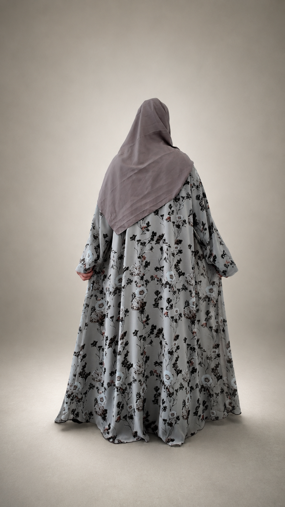 Beige floral abaya